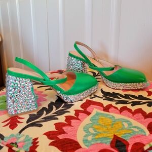 HANDMADE Bedazzled Slingback Shoes Crystals Rhinestones Strappy
